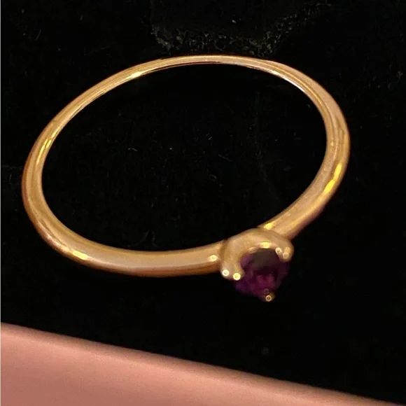 PRACTICALLY NEW- PANDORA Purple Solitaire Rose size 6 - Picture 4 of 7
